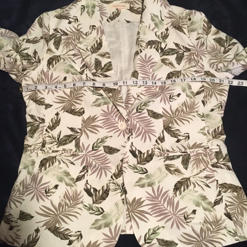🎯3 for $30🎯  blazer Women XL cream Hawaiian Linen Blend pockets Resort Travel - Picture 5 of 7